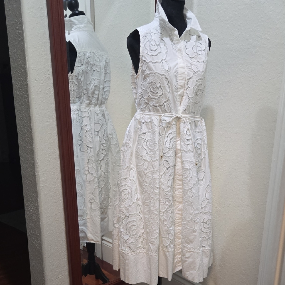 En Saison White Floral Lace Midi Dress
